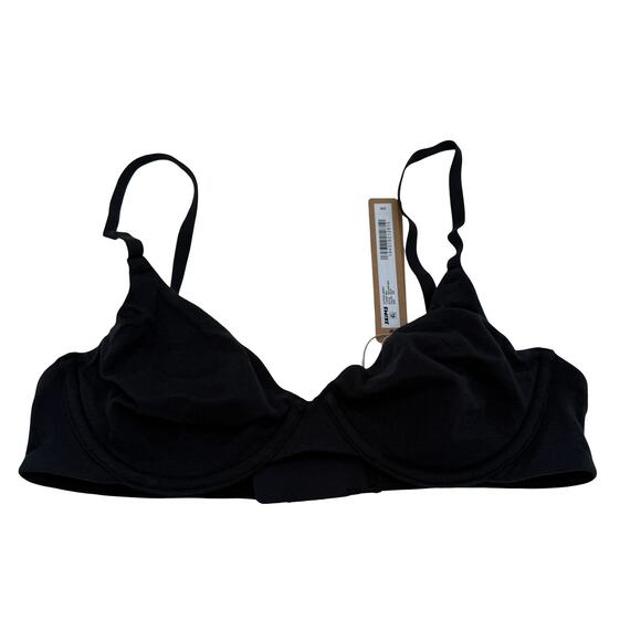 Skims Cotton Jersey T-Shirt Bra Black Soot Size 32B New with tags - Picture 1 of 4